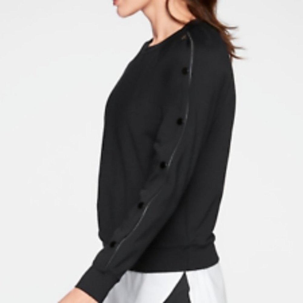 Athleta Women's Black Snappy Sleeve Button Long Sleeve Sweatshirt Small